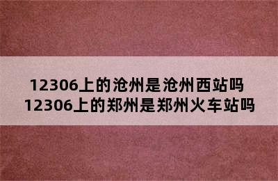 12306上的沧州是沧州西站吗 12306上的郑州是郑州火车站吗